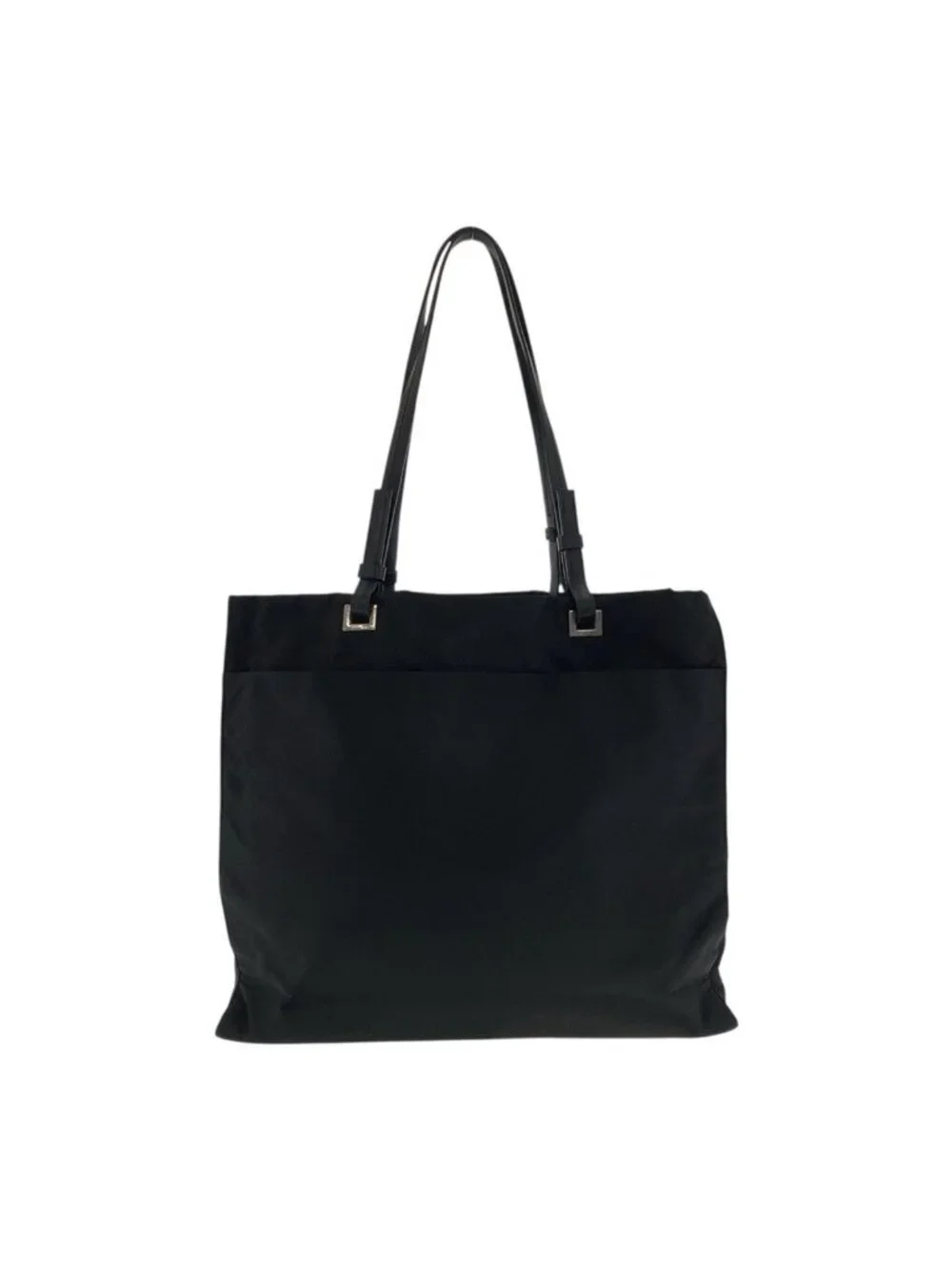 Prada Tessuto Black Silver Nylon Leather Tote Shoulder